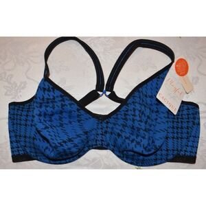 Cacique 44DD Blue Plaid Demi Underwire Bra 2 Bras in 1 Regular and Racerback NEW